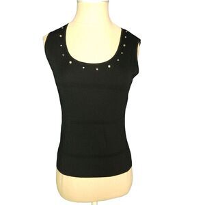 Ziani Couture Black Embellished Sleeveless Blouse Size Small